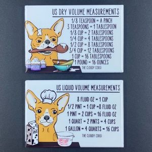 Tan & White Chihuahua Dog Measuring Chart Magnets Kitchen Cooking Baking Guide